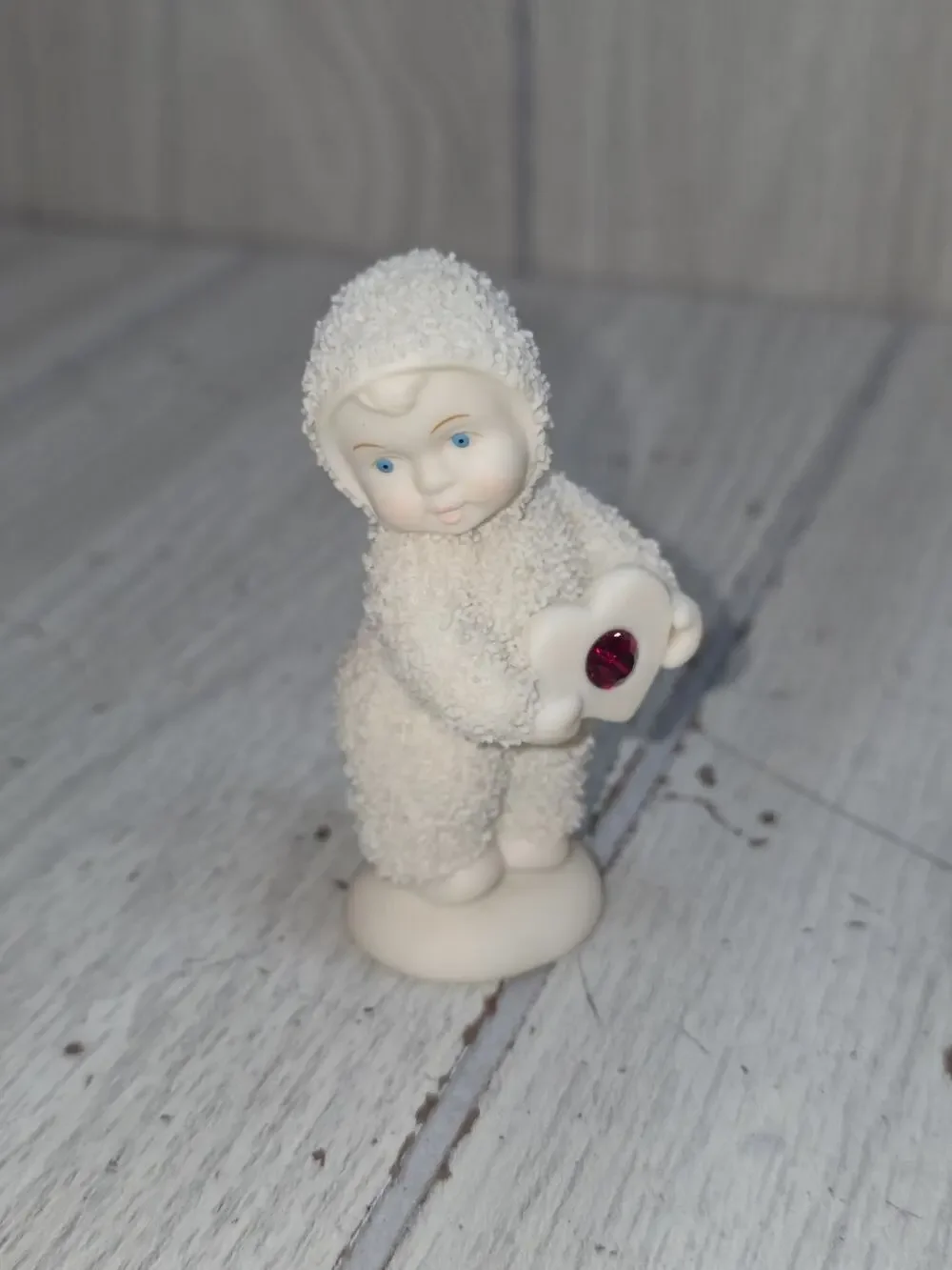 Dept 56 Snowbabies My Heart Shines For You Porcelain Figurine Garnet Stone